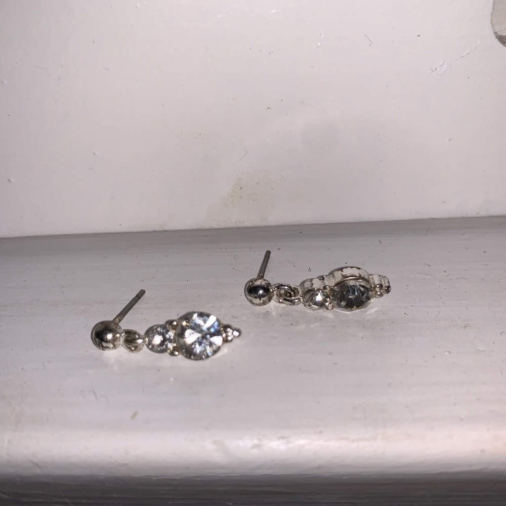Dainty Duo Rhinestone Earrings - Picture 3 of 4